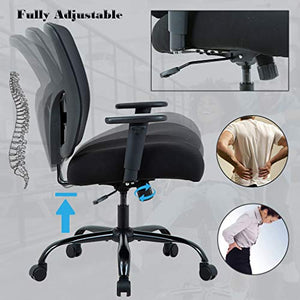 Big and Tall Office Chair 400lbs Desk Chair Mesh Computer Chair with Lumbar Support Wide Seat Adjust Arms Rolling Swivel High Back Task Executive Ergonomic Chair for Women Men,Black
