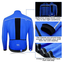 Load image into Gallery viewer, Souke Sports Men’s Winter Warm Cycling Jacket Windproof Running Water Resistant Thermal Breathable Softshell Windbreaker Reflective for Bike Riding Blue（Blue，X-Large)
