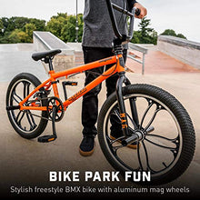 Load image into Gallery viewer, Mongoose Legion Mag Freestyle Sidewalk BMX Bike for-Kids,-Children and Beginner-Level to Advanced Riders, 20-inch Wheels, Hi-Ten Steel Frame, Micro Drive 25x9T BMX Gearing, Orange
