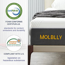 Load image into Gallery viewer, Molblly 12 Inches Queen Size Mattress, Gel Memory Foam Mattress in a Box, Back Pain Relief ＆ Cool Bed,10-Year Support Mattress, Ultimate Motion Isolation, Fiberglass Free, Premium Queen Bed
