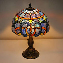 Load image into Gallery viewer, Tiffany Style Lamp Stained Glass Table Lamps Blue Purple Clouldy Lampshade 18 Inch Tall Antique Bookcase Beside Desk Reading Lighting for Living Room Bedroom S558 WERFACTORY

