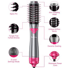 Load image into Gallery viewer, Brightup Hair Dryer Brush, Blow Dryer Brush, Hair Dryer &amp; Volumizer Styler Hot Air Brush, Negative Ionic Electric Hair Dryer &amp; Curler Straightener Brush, Detachable Brush &amp; Interchangeable Brush Head
