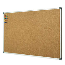 Load image into Gallery viewer, Lockways Cork Board Bulletin Board, Double Sided Corkboard 36 x 24 Inch, Notice Board 3 x 2, Silver Aluminium Frame
