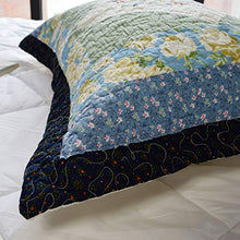 Load image into Gallery viewer, KASENTEX 100% Cotton Sham Floral Patchwork Design, Soft &amp; Machine Washable, Two Standard Shams 20x26, Coastal Blue
