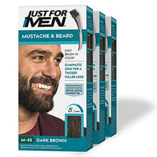 Load image into Gallery viewer, Just for Men Mustache &amp; Beard, Coloring for Gray Hair with Brush Included, Color Dark Brown, Pack of 3
