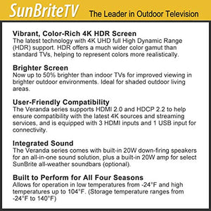 SunBriteTV Outdoor Television | 55-inch Veranda (2nd Gen) 4K UHD HDR LED TV, SB-V-55-4KHDR-BL