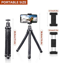 Load image into Gallery viewer, UBeesize Flexible Cell Phone Tripod, Mini Travel Tripod Stand with Wireless Remote Shutter, Universal Adapter Compatible with iPhone, Android, GoPro, DSLR, Action Camera. (Silver)
