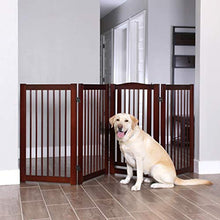 Load image into Gallery viewer, Primetime Petz 33238-G8 360 Configurable Dog Gate with Door – Indoor Freestanding Walk Through Wood Pet Gate,Walnut,36&quot;
