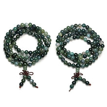 Load image into Gallery viewer, Jovivi 6mm Natural Moss Agate Stone Healing Gemstone 108 Mala Prayer Beads Stretch Bracelet Necklace
