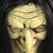 Load image into Gallery viewer, Old Woman Witch Mask Green Face Halloween Creepy Scary Horror Cosplay Costume
