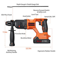 Load image into Gallery viewer, Cordless Rotary Hammer Drill, 21V Brushless 1 Inch SDS Plus Hammer Drill Kit With 2 Batteries, Charger, 1/2" Drill Chuck, 3 Drill Bits, Grease and Case–Suitable for Concrete, Wood, Stone, and Metal
