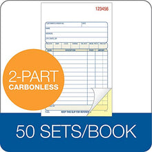 Load image into Gallery viewer, Adams Sales Order Book, 2-Part, Carbonless, White/Canary, 4-3/16 x 7-3/16 inches, 50 Sets per Book, 5 Books, 250 Sets Total (DC4705)
