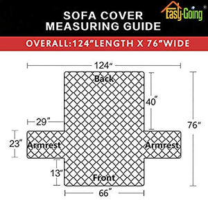 Easy-Going Sofa Slipcover Reversible Sofa Cover Water Resistant Couch Cover with Foam Sticks Elastic Straps Furniture Protector for Pets Kids Children Dog Cat(Sofa, Navy/Ivory)