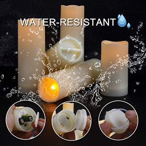 Enido Flameless Candles Led Candles Pack of 12 Battery Candles (D2.15'' x H4''5''6'') Waterproof Outdoor Indoor Candles with 10-Key Remotes and Cycling 24 Hours Timer (Plastic)