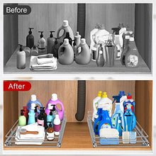 Load image into Gallery viewer, Pull Out Cabinet Organizer, Tksrn Heavy Duty Slide Out Pantry Shelves Sliding Drawer Storage For Kitchen, Bathroom, Home, 12.4&quot; W x 16.5&quot; D, Wire Frame, Chrome Finish
