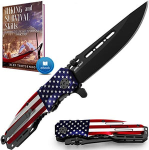 Spring Assisted Knife - Pocket Folding Knife - Military Style - Boy Scouts Knife - Tactical Knife - Good for Camping Hunting Survival Indoor and Outdoor Activities Mens Gift 6681 F