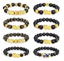 Load image into Gallery viewer, YADOCA 8 Pcs Pi Xiu Pi Yao Bracelets Set for Men Women Feng Shui Obsidian Bead Dragon Good Lucky Wealthy Bracelet Feng Shui Jewelry Adjustable Elastic
