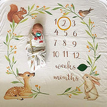 Load image into Gallery viewer, Baby Monthly Milestone Blanket Woodland - Baby Girl Gifts &amp; Baby Boy Gifts - Watch Me Grow Woodland Nursery Décor - European Design - Gender Neutral for Newborn Girl &amp; Boy
