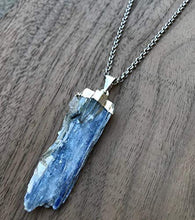 Load image into Gallery viewer, Natural Kyanite and Quartz Crystal Pendant Necklace 22 inches
