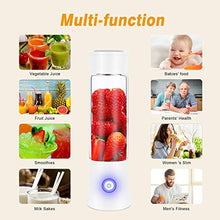 Load image into Gallery viewer, Portable Blender, Personal Blender for Shakes and Smoothies, 6 Stainless Steel Blades Cordless USB Rechargeable Juicer Cup with 4000mAh Batteries, Handheld 16oz Mini Travel Blender Small Fruit Mixer Detachable for Home Office Gym Outdoor, White
