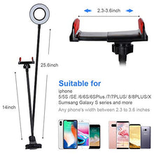 Load image into Gallery viewer, Rovtop Selfie Ring Light Cellphone Holder Ring Light Stand Live Stream Makeup, 3 Light Modes 10-Level Brightness 360 Rotating for iPhone Android Cell Phone, Black

