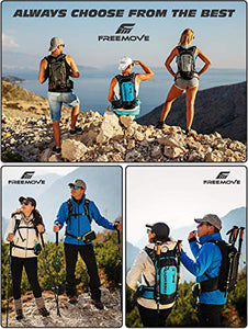 FREEMOVE Hydration Pack Backpack with 2 Liter Water Bladder and Cooler Bag, Lightweight, Fully Adjustable, Leakproof Multiple Pockets Camel Pack Gear for Hiking, Running, Cycling