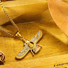 Load image into Gallery viewer, Nsitbbuery Hip Hop Farvahar Stainless Steel Zoroastrian Tag Pendant Stainless Steel Chain Necklace
