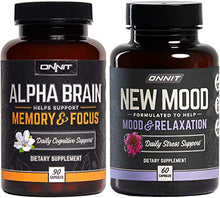 Load image into Gallery viewer, ONNIT Alpha Brain 90ct + New Mood 60ct Nootropic Stack
