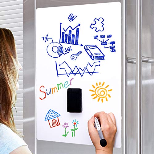 Load image into Gallery viewer, Magnetic Dry Erase Whiteboard Sticker Sheet Meal Planner Menu Reminder Board Wall Decal for Kitchen Refrigerator School with 4 Whiteboard Markers 1 Eraser Included (17X11 inches)