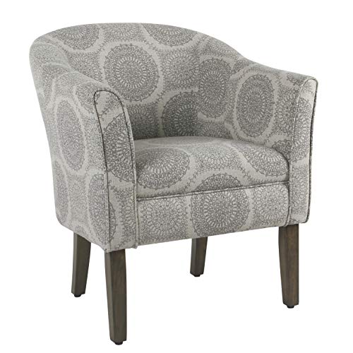HomePop Barrel Shaped Accent Chair, Grey Medallion
