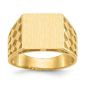 14k Yellow Gold 12.0x12.5mm Mens Signet Band Ring Size 10.00 Man Fine Jewelry For Dad Mens Gifts For Him