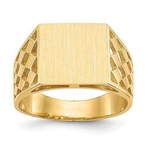 14k Yellow Gold 12.0x12.5mm Mens Signet Band Ring Size 10.00 Man Fine Jewelry For Dad Mens Gifts For Him