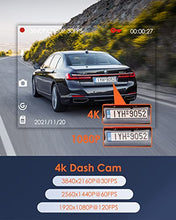 Load image into Gallery viewer, Vantrue X4S 4K 5G WiFi Dash Cam, 2160P 3" LCD Dash Camera for Cars with Free App, 24/7 Parking Mode, Night Vision, Motion Detection, Low Bitrate Recording, 1080P@120FPS, Capacitor, Support 256GB Max
