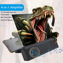 Load image into Gallery viewer, 12&#39;&#39; Phone Screen Magnifier with Bluetooth Speaker, 3D HD Movies Amplifier Projector Cell Phone Screen Enlarger with Foldable Stand for iPhone 11 Pro Samsung Galaxy S9 and Other Smartphones
