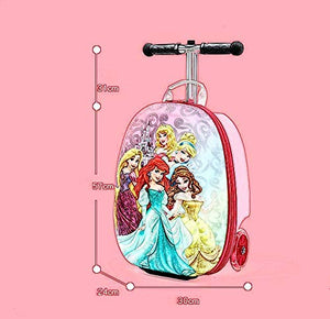 Kid' Scooter Luggage Case ?20" Ride-on Scootcase for Boys Suitcase with Collapsible Scooter ?Cartoon Children's Suitcase Baby Scooter Suitcase Trolley Case Slide Car Stand (E)