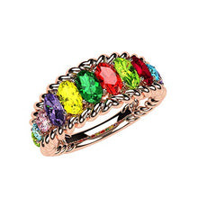 Load image into Gallery viewer, NANA Oval Rope Mothers Ring 1 to 12 Simulated Birthstones - Sterling Silver -Rose Plated-Size 5

