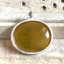 Load image into Gallery viewer, Yellow Engraved Aqeeq Stone | Yemeni Yellow Aqeeq Pendant | Yellow Akik stone Pendant silver unisex | AlAliGems | Akik Stone Yemeni Aqeeq Stone
