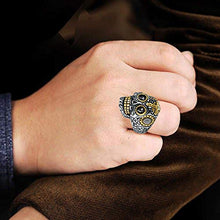 Load image into Gallery viewer, XIEXIELA Sugar Skull Rings Stainless Steel Day of the Dead Gothic Cross Flower Cool Mens Jewelry Halloween Size 9
