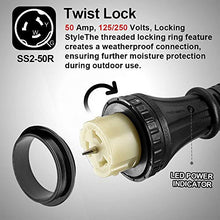 Load image into Gallery viewer, HZXVOGEN Generator Extension Cord 30FT 50A STW 6/3 + 8/1 Heavy Duty RV Power Adapter Cable Connection N14-50P &amp; SS2-50R CS6364 Twist Lock Connectors
