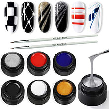 Load image into Gallery viewer, Spider Gel for Nail Art 6 Colors Drawing Gel Nail Polish Set with Painting Brush Soak off Nail Art Design Gel Paint Drawing Gel for Line Wire
