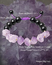 Load image into Gallery viewer, XHUUU Black Obsidian /Drusy Quartz Raw Amethyst Crystal Bracelet for Women Rope Adjustable Energy Healing Crystals Beads for Bracelets
