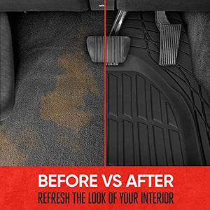 Motor Trend 923-BK Black FlexTough Contour Liners-Deep Dish Heavy Duty Rubber Floor Mats for Car SUV Truck & Van-All Weather Protection, Universal Trim to Fit
