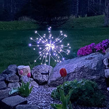 Load image into Gallery viewer, JJGoo Solar Garden Lights Solar Firework Lights, 2 Pack 120 LEDs 2 Lighting Modes Solar Lights Outdoor Waterproof for Garden Patio Walkway Pathway Party Wedding Decorative - Cool White
