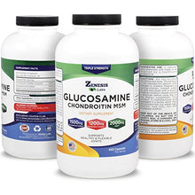 Load image into Gallery viewer, Glucosamine Sulfate + Chondroitin + MSM - 450 Capsules (90 Day Supply) - (Buy 2, Save 15%) 1500mg, 1200mg, 2000mg per Serving - Back, Knee Pain Relief
