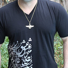 Load image into Gallery viewer, Asoodehdelan Large Gold Pt Farvahar Necklace Iranian Persian Art Iran Farohar Zoroastrian Faravahar Gift (18&quot; Chain)
