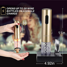 Load image into Gallery viewer, Secura Electric Wine Opener, Automatic Electric Wine Bottle Corkscrew Opener with Foil Cutter, Rechargeable (Champagne Gold)
