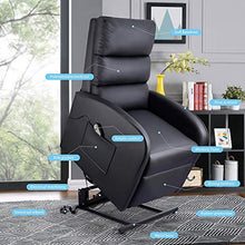 Load image into Gallery viewer, Homall Electric Power Lift Recliner Chair Sofa PU Leather Home Recliner for Elderly Classic Lounge Chair Living Room Chair with Safety Motion Reclining Mechanism (Black)
