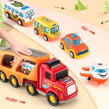 Load image into Gallery viewer, TEMI Toddler Carrier Truck Transport Vehicles Toys - 5 in 1 Toys for 3 4 5 6 7 Year Old Boys, Kids Toy Cars for Toddlers 1-3, Friction Power Set for Kids 3-9, Christmas for 3+
