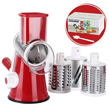 Load image into Gallery viewer, Cambom Rotary Cheese Grater Shredder Chopper Round Tumbling Box Mandoline Slicer Nut Grinder Vegetable Slicer, Hash Brown, Potato with Strong Suction Base
