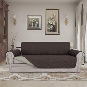 Easy-Going Sofa Slipcover Reversible Sofa Cover Water Resistant Couch Cover Furniture Protector with Elastic Straps for Pets Kids Children Dog Cat(Sofa, Chocolate/Beige)